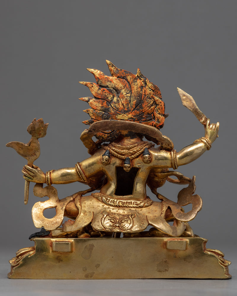 4 Armed Mahakala | 24K Gold Hand Carved Statue
