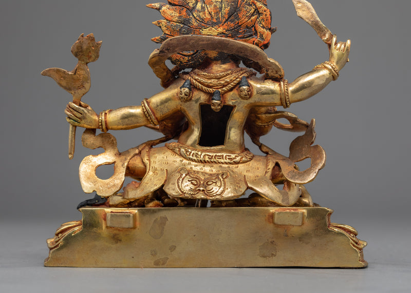 4 Armed Mahakala | 24K Gold Hand Carved Statue