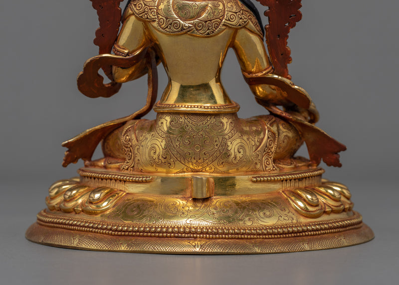 Green Tara Gold Plated Sculpture | Traditionally Hand Carved Art