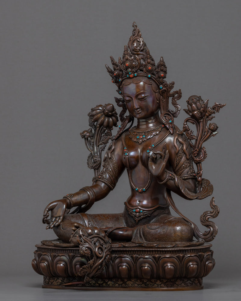 Green Tara Indoor Sculpture | Female Buddha Art