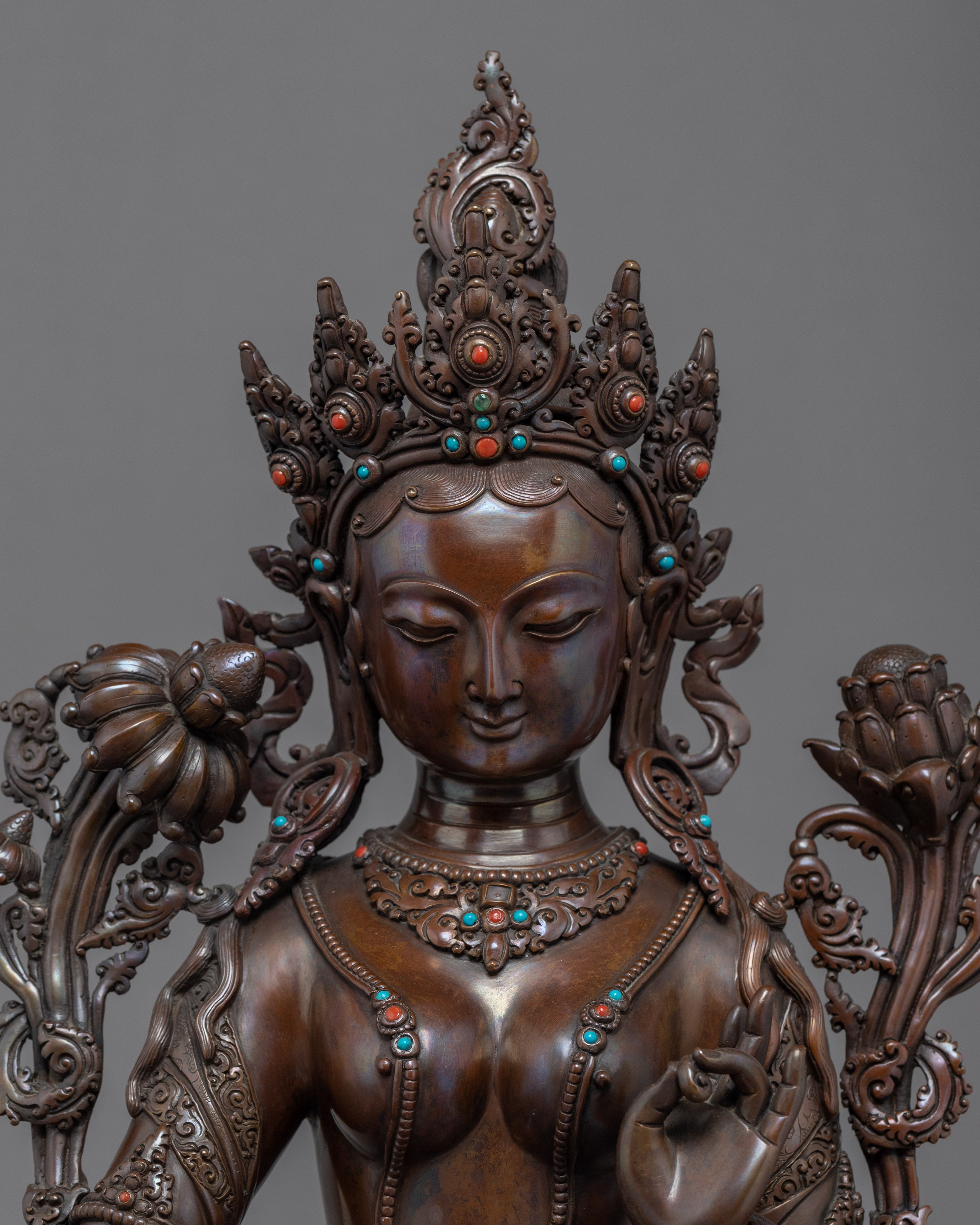 Green Tara Indoor Sculpture | Female Buddha Art