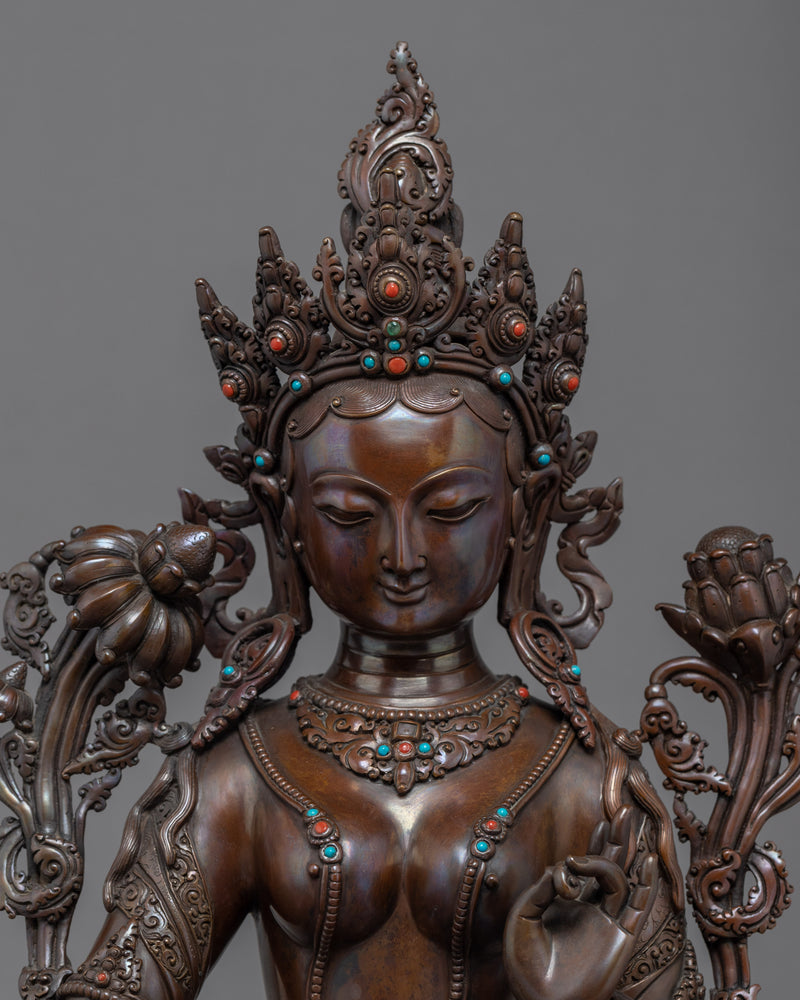 Green Tara Indoor Sculpture | Female Buddha Art