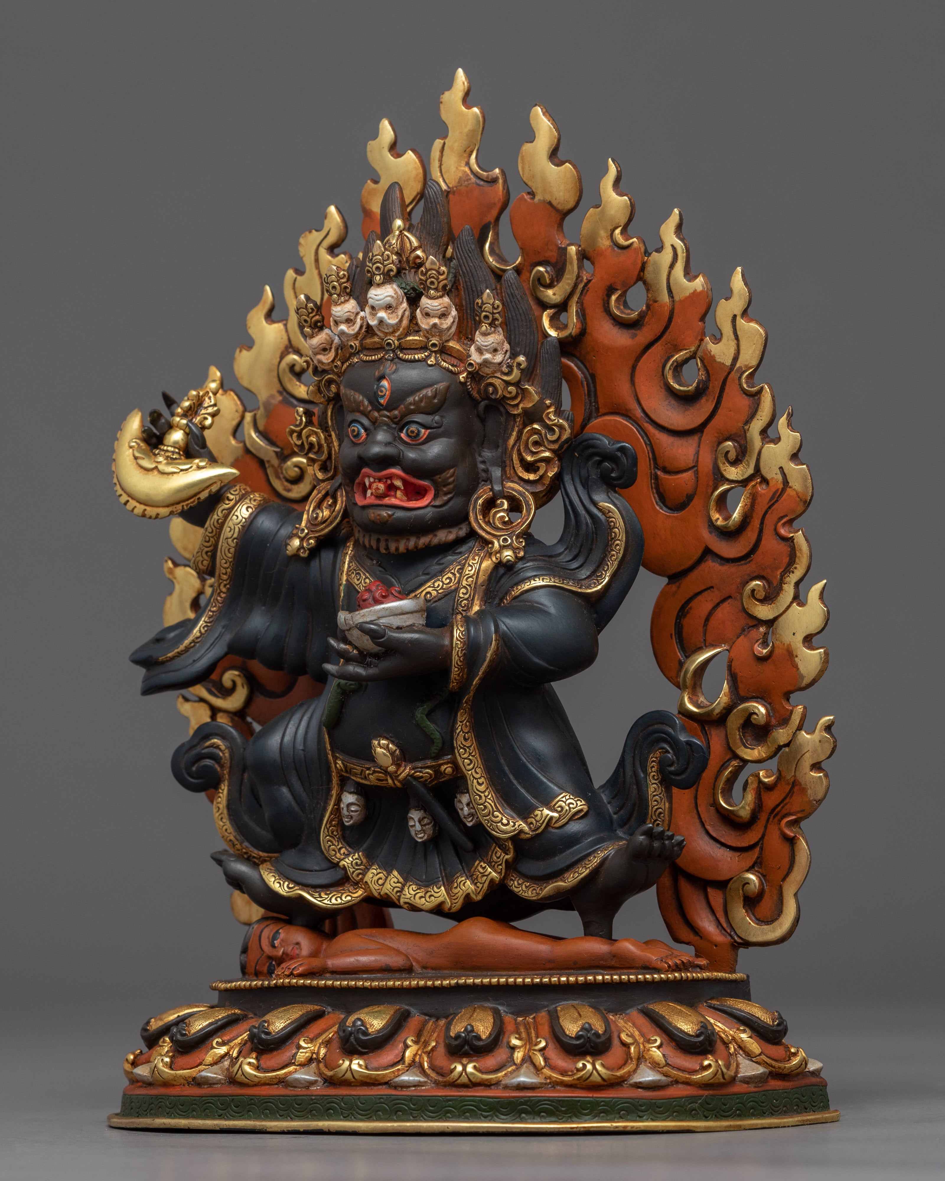 Mahakala Bernagchen Statue | Rare Gold Plated Sculpture