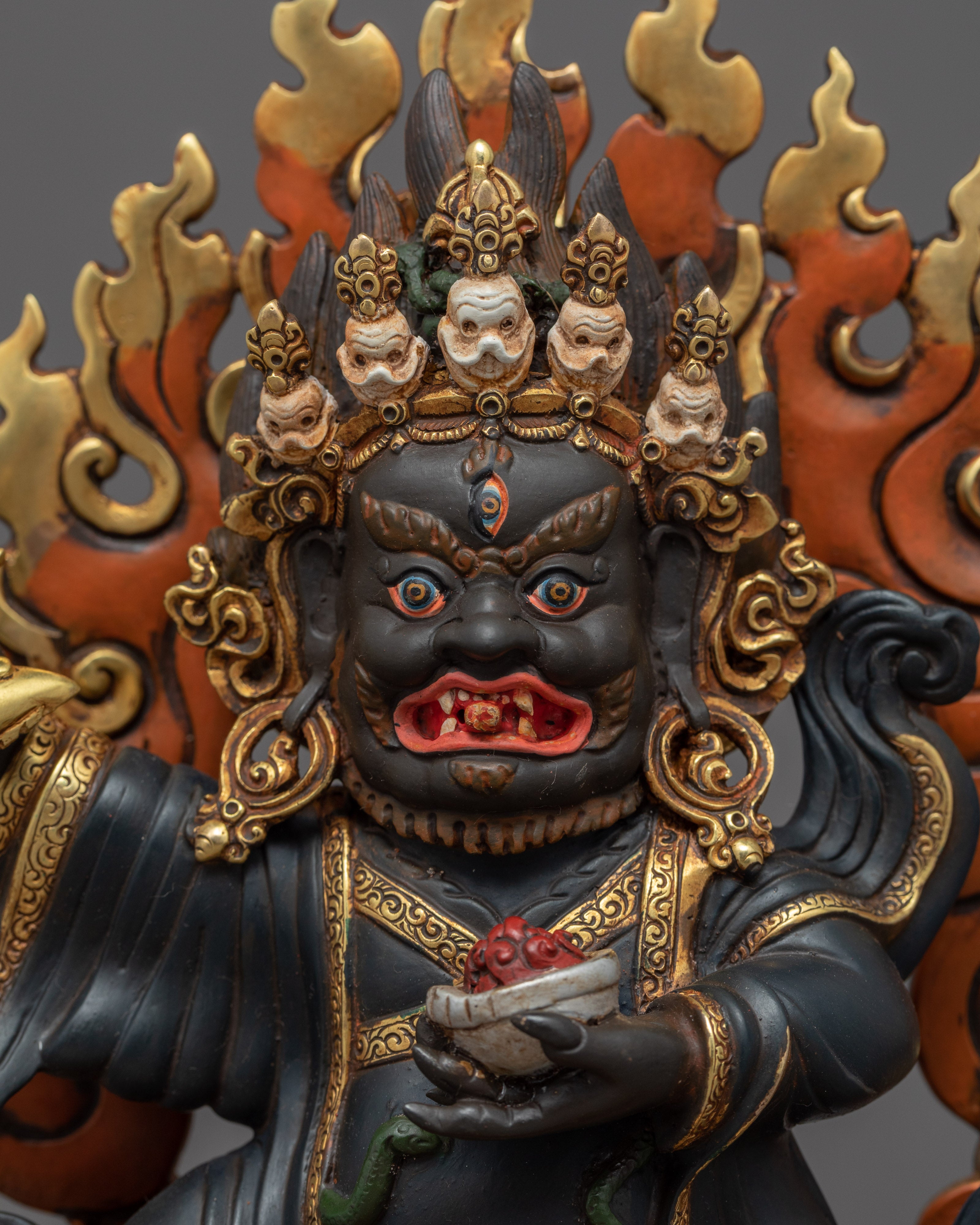 Mahakala Bernagchen Statue | Rare Gold Plated Sculpture