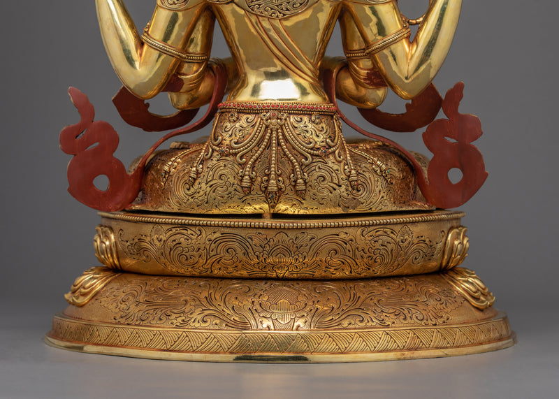 Chenrezig Gold Plated Statue | Compassionate Bodhisattva