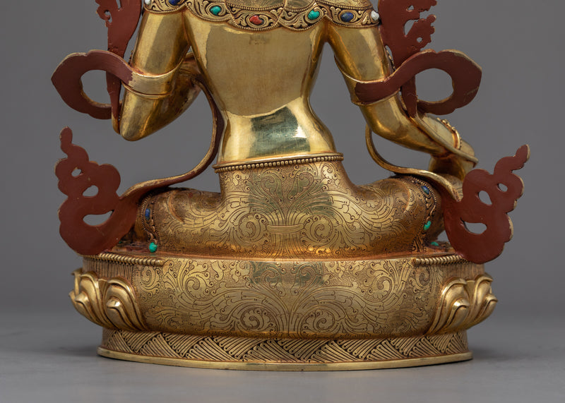 Green Tara Female Buddha Sculpture | Traditional Tibetan Art