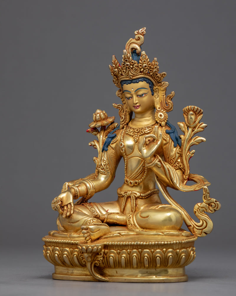Compassionate Green Tara Statue | Himalayan Buddhist Artwork