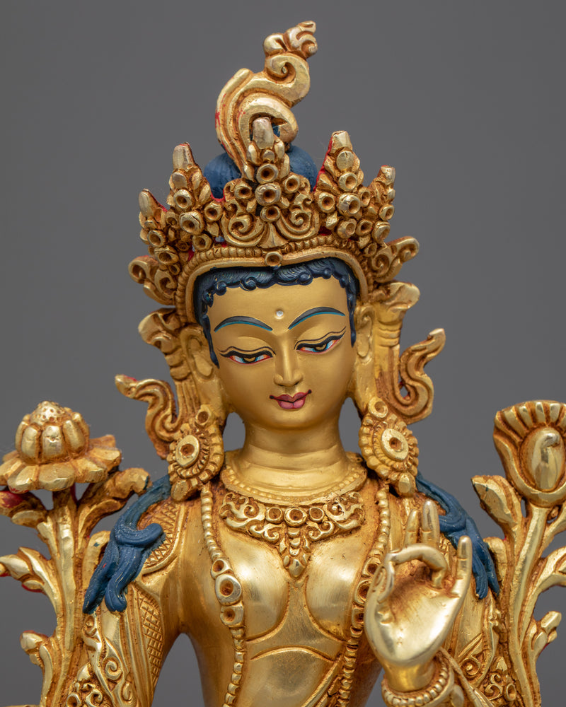 Compassionate Green Tara Statue | Himalayan Buddhist Artwork
