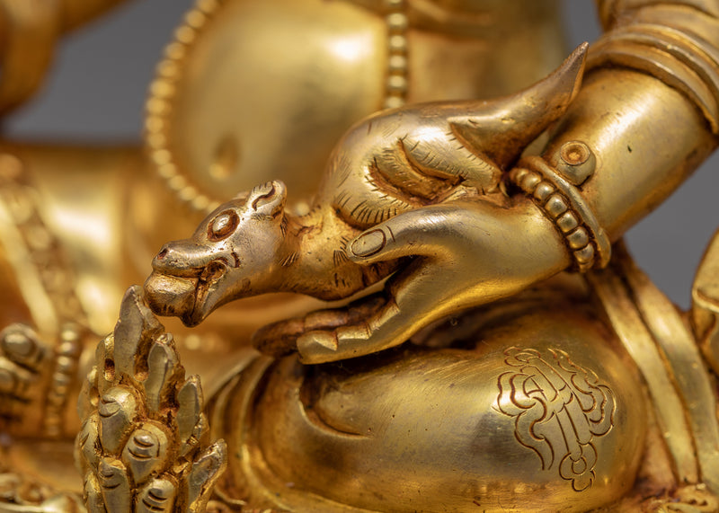 Dzambhala Sculpture | Tibetan Hand-Carved Wealth Deity