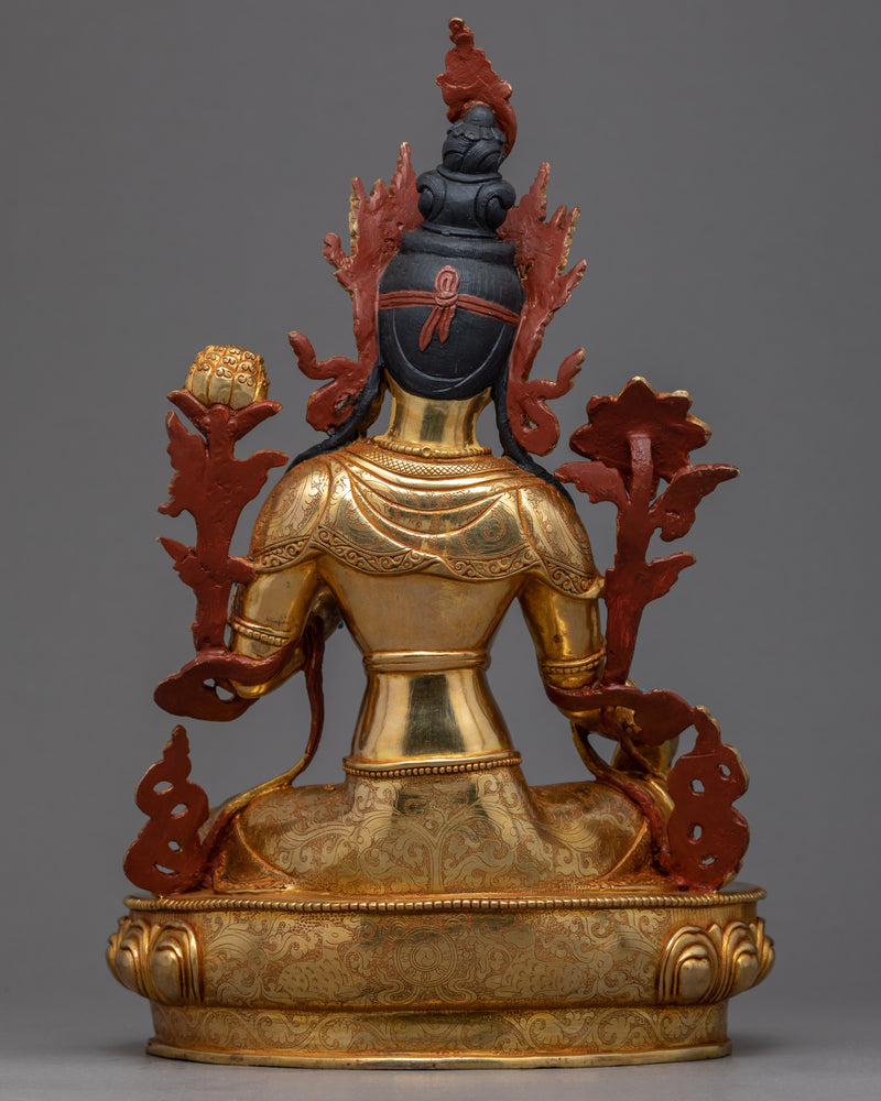 Green Tara Bodhisattva | Tibetan Art Plated with Gold