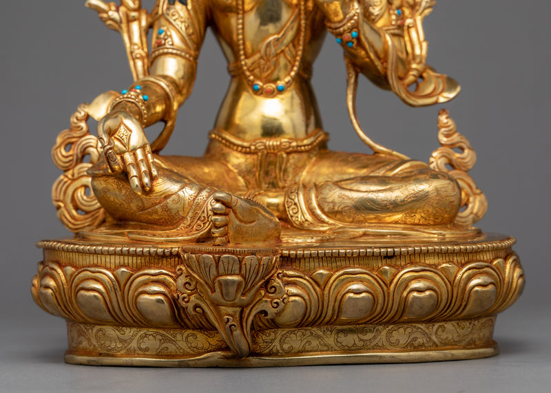 Green Tara Bodhisattva | Tibetan Art Plated with Gold