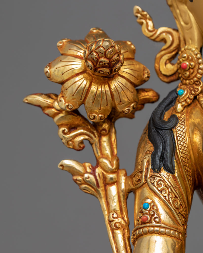 Green Tara Bodhisattva | Tibetan Art Plated with Gold