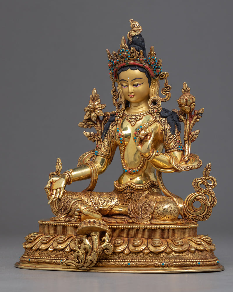 Green Tara Female Buddha | Traditional Himalayan Art Craft
