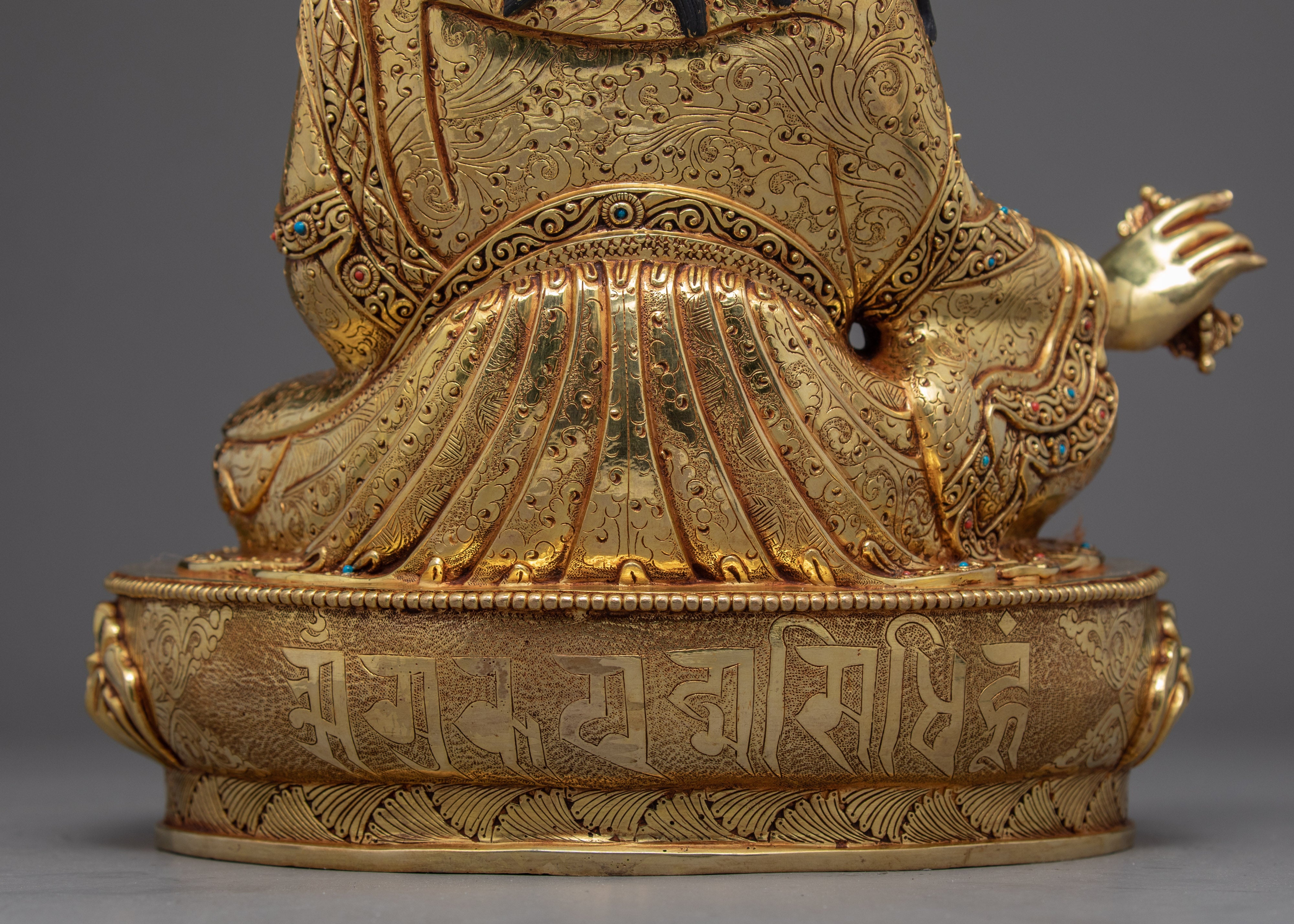 Tibetan Guru Rinpoche | Gold Plated Himalayan Statue