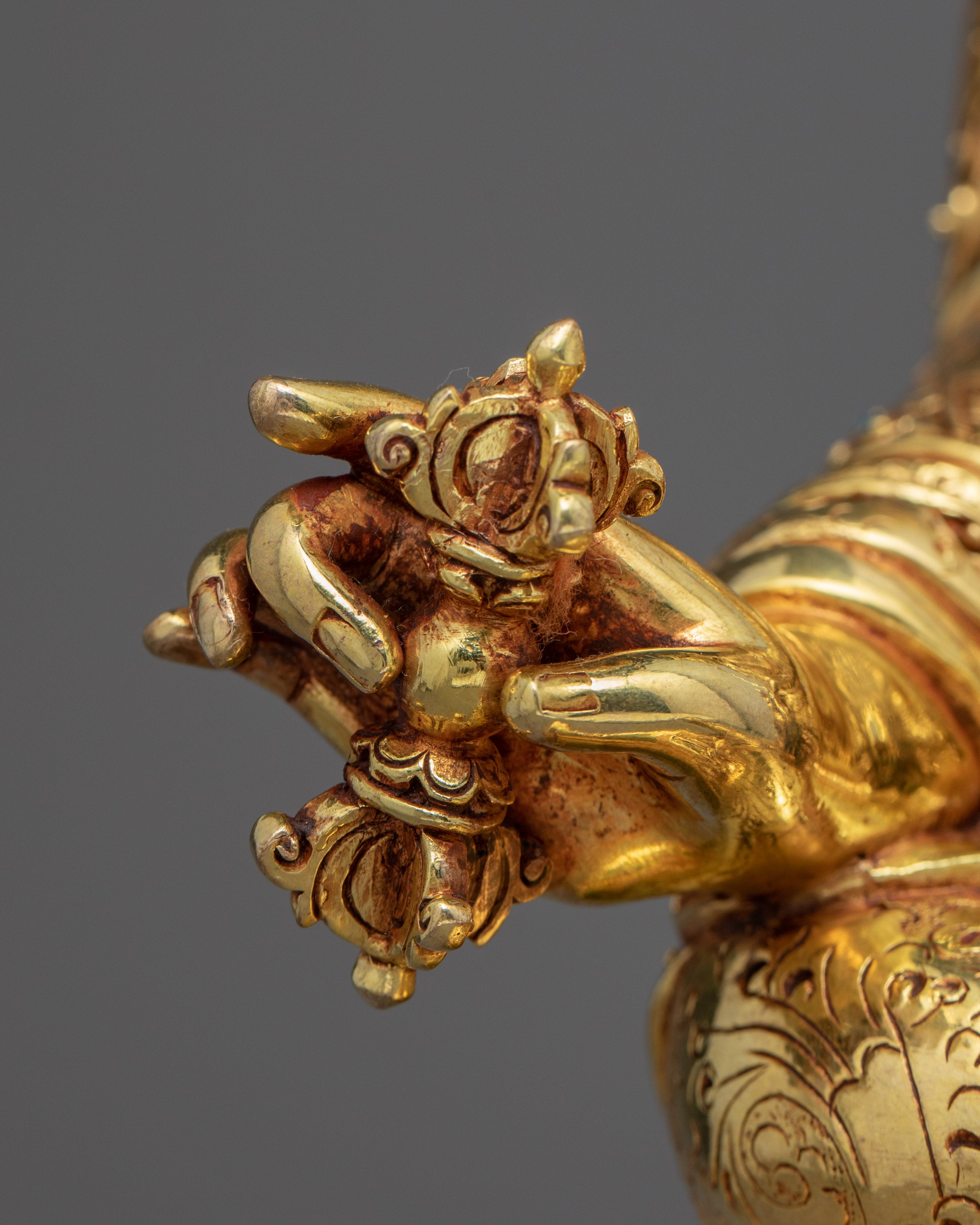 Tibetan Guru Rinpoche | Gold Plated Himalayan Statue