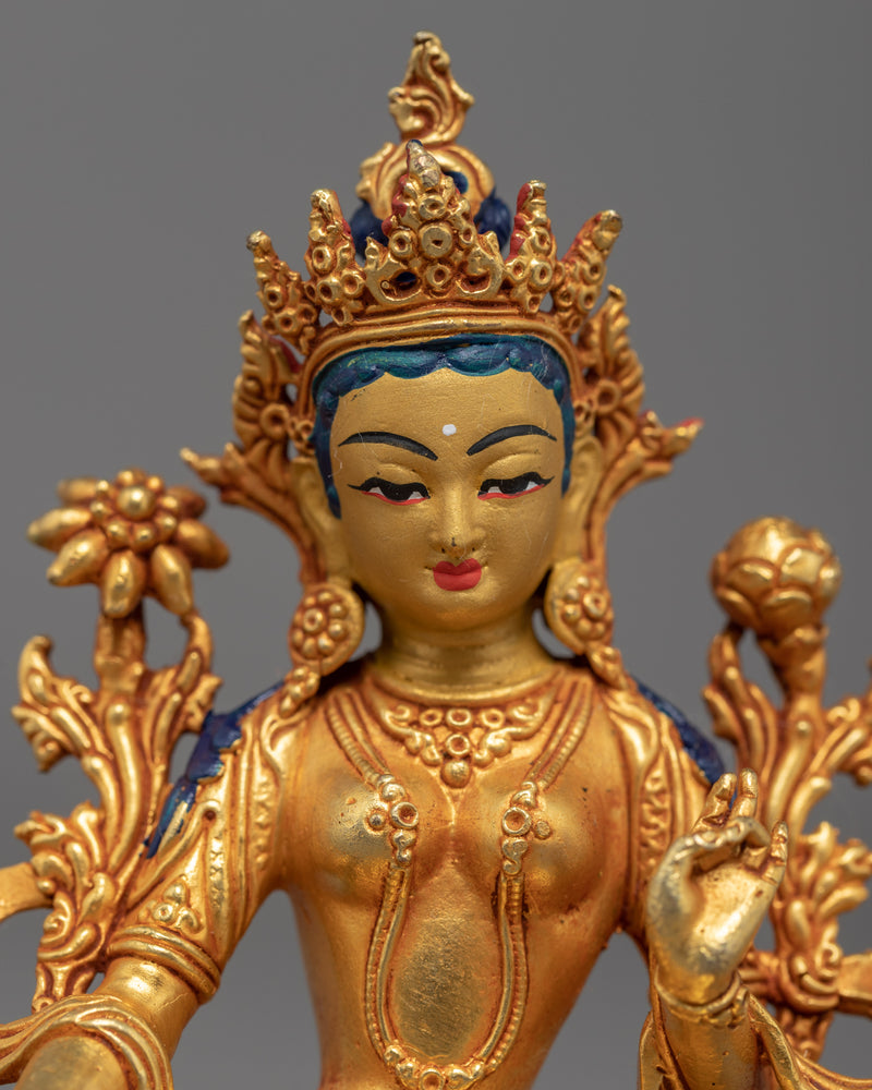 Mini Green Tara Statue | Traditionally Crafted Buddhist Art
