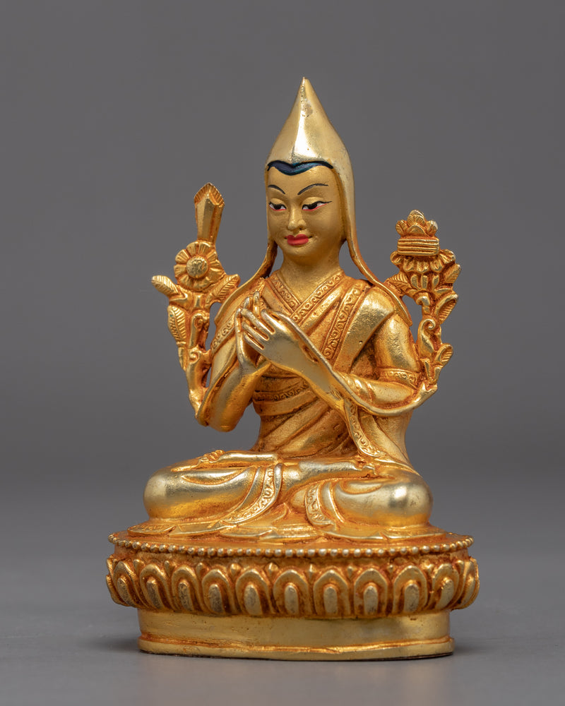 Miniature Tsongkhapa Statue | Buddhist Master Art