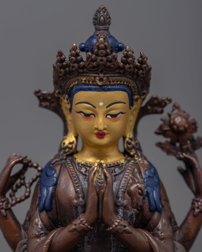 Miniature Chenrezig Statue | Compassionate Bodhisattva