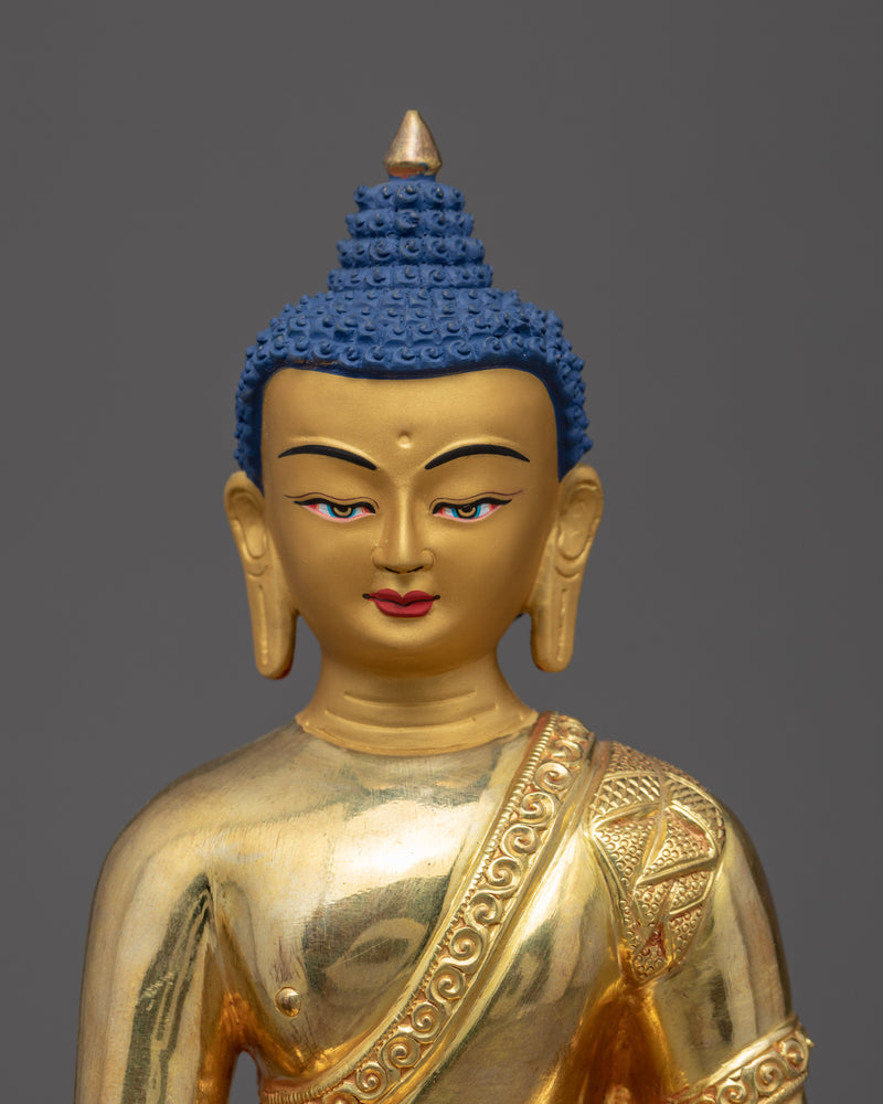 Shakyamuni Buddha Gold Statue | 24K Gold Gilded Historical Buddha Himalayan Art