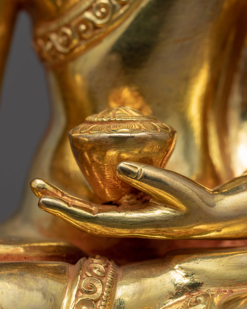 Shakyamuni Buddha Gold Statue | 24K Gold Gilded Historical Buddha Himalayan Art
