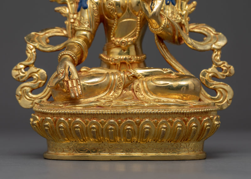 White Tara Gold Sculpture | Traditional Himalayan Sculpture