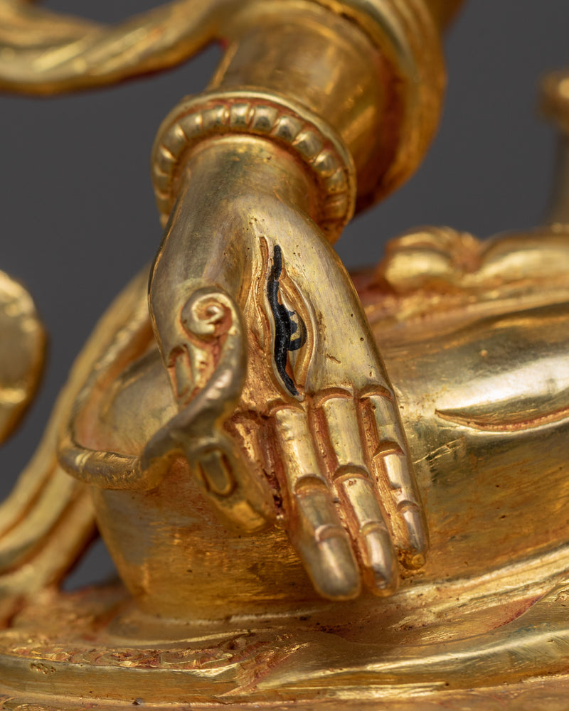 White Tara Gold Sculpture | Traditional Himalayan Sculpture
