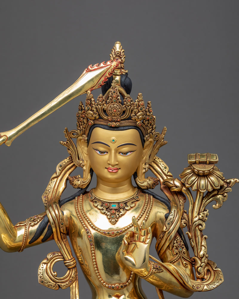 Manjushri Prayer Tibetan Art | Traditionally Crafted Statue