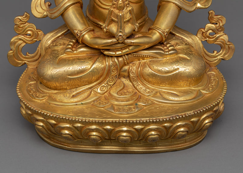 Amitayus Buddha of Long Life |  Hand Carved Buddhist Deity | Gold Gilded