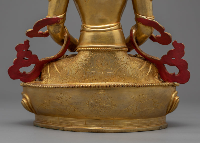 Amitayus Buddha of Long Life |  Hand Carved Buddhist Deity | Gold Gilded
