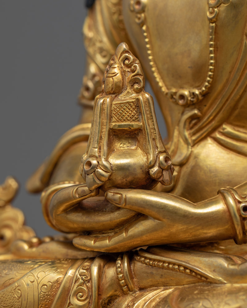 Amitayus Buddha of Long Life |  Hand Carved Buddhist Deity | Gold Gilded