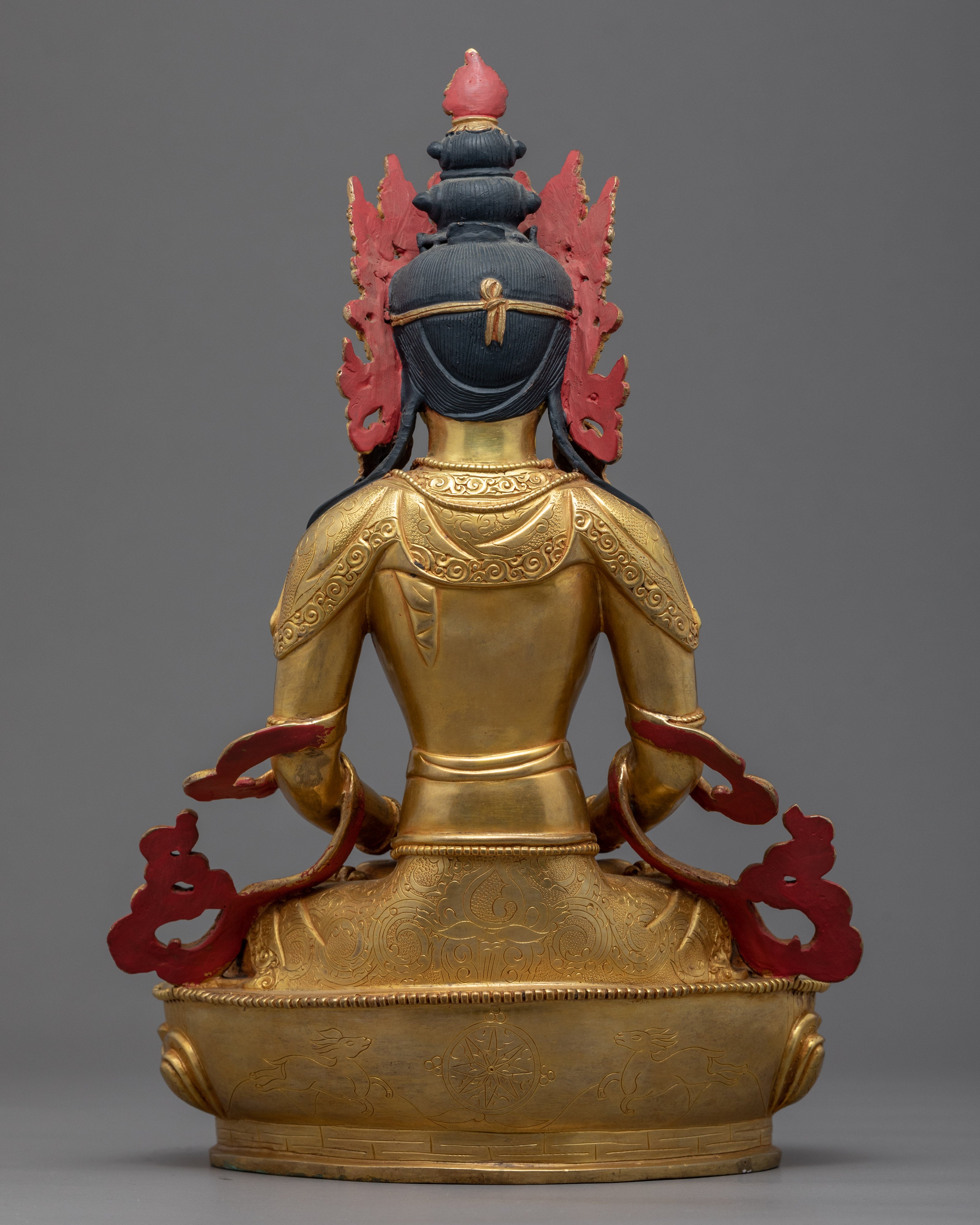 Amitayus Buddha of Long Life |  Hand Carved Buddhist Deity | Gold Gilded