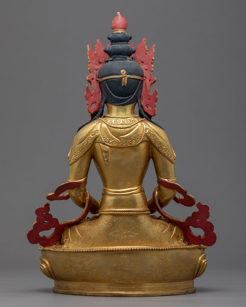Amitayus Buddha of Long Life |  Hand Carved Buddhist Deity | Gold Gilded