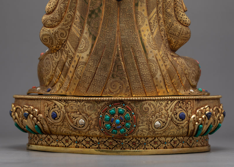 Guru Rinpoche Gold Sculpture | Hand-Carved Buddhist Art