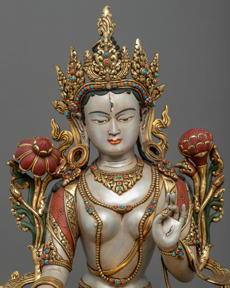 Buddhist White Tara Statue | Rare Traditional Art of Nepal