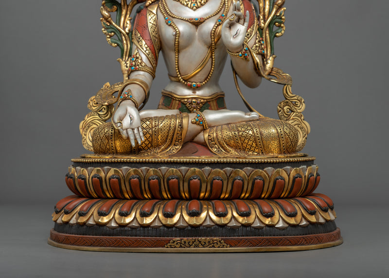 Buddhist White Tara Statue | Rare Traditional Art of Nepal