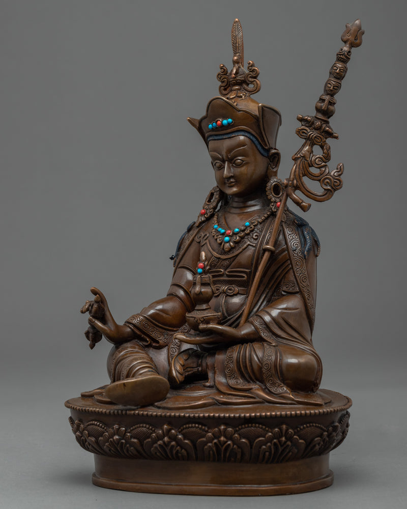 Guru Padmasambhava Copper Statue | Himalayan Tibetan Artwork