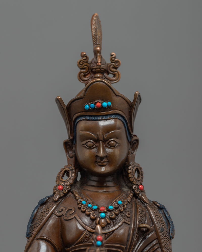 Guru Padmasambhava Copper Statue | Himalayan Tibetan Artwork