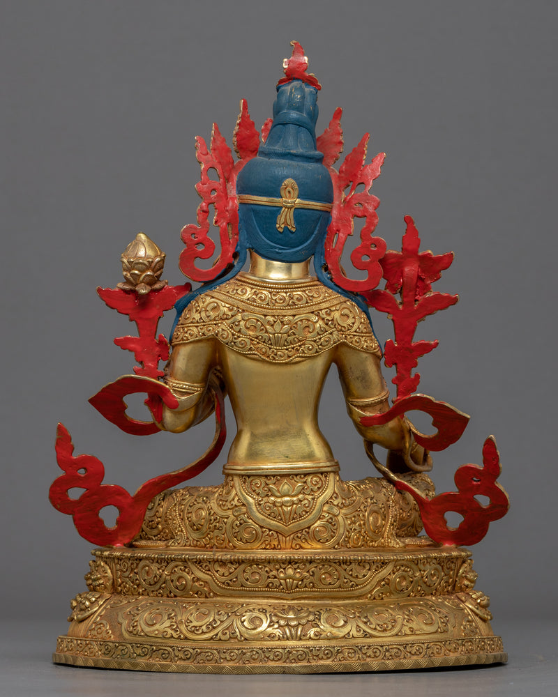 Statue of Green Tara Nepal | Mother Tara Statue | 24k Gold Gilded