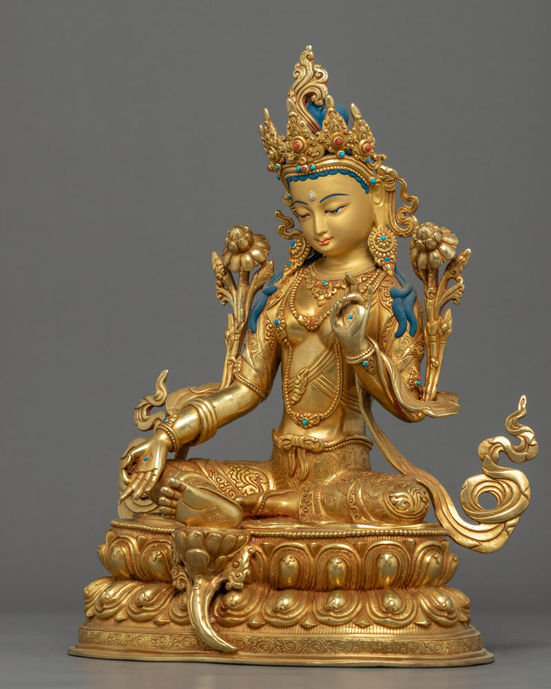 The Green Tara or Female Buddha | Mother Tara Statue | Hand-Crafted Tibetan