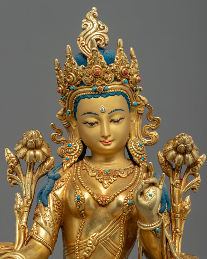 The Green Tara or Female Buddha | Mother Tara Statue | Hand-Crafted Tibetan