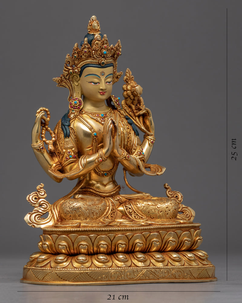 Avalokiteshvara Chenrezig |  Hand-Crafted Tibetan Buddha Sculpture
