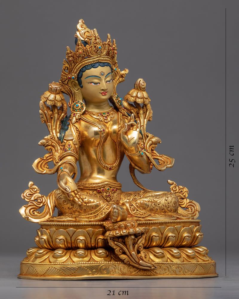 Tibetan Green Tara Sculpture | Hand-crafted Mother Tara Statue