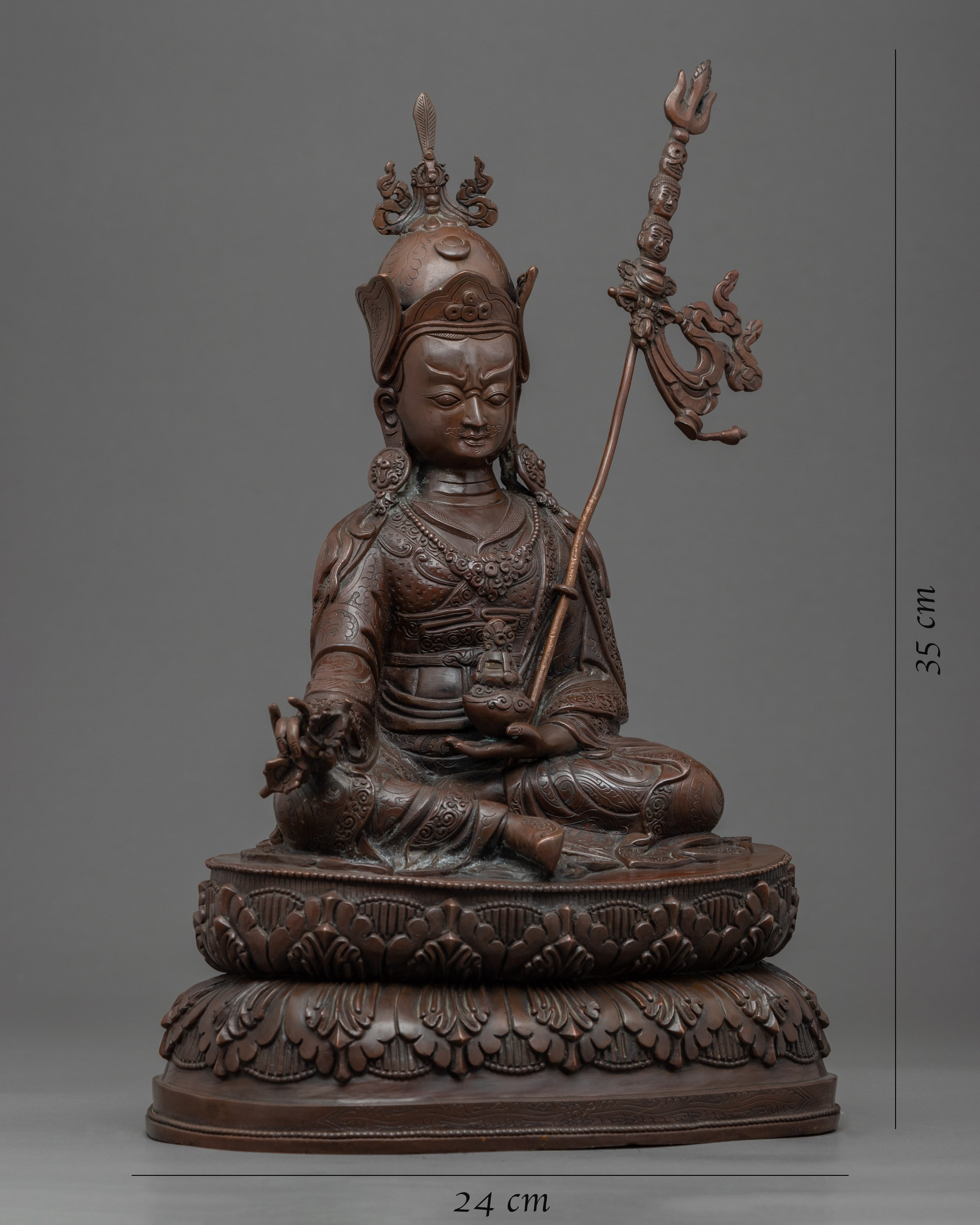 Tibetan Guru Rinpoche | Hand-Carved Buddhist Deity Sculpture