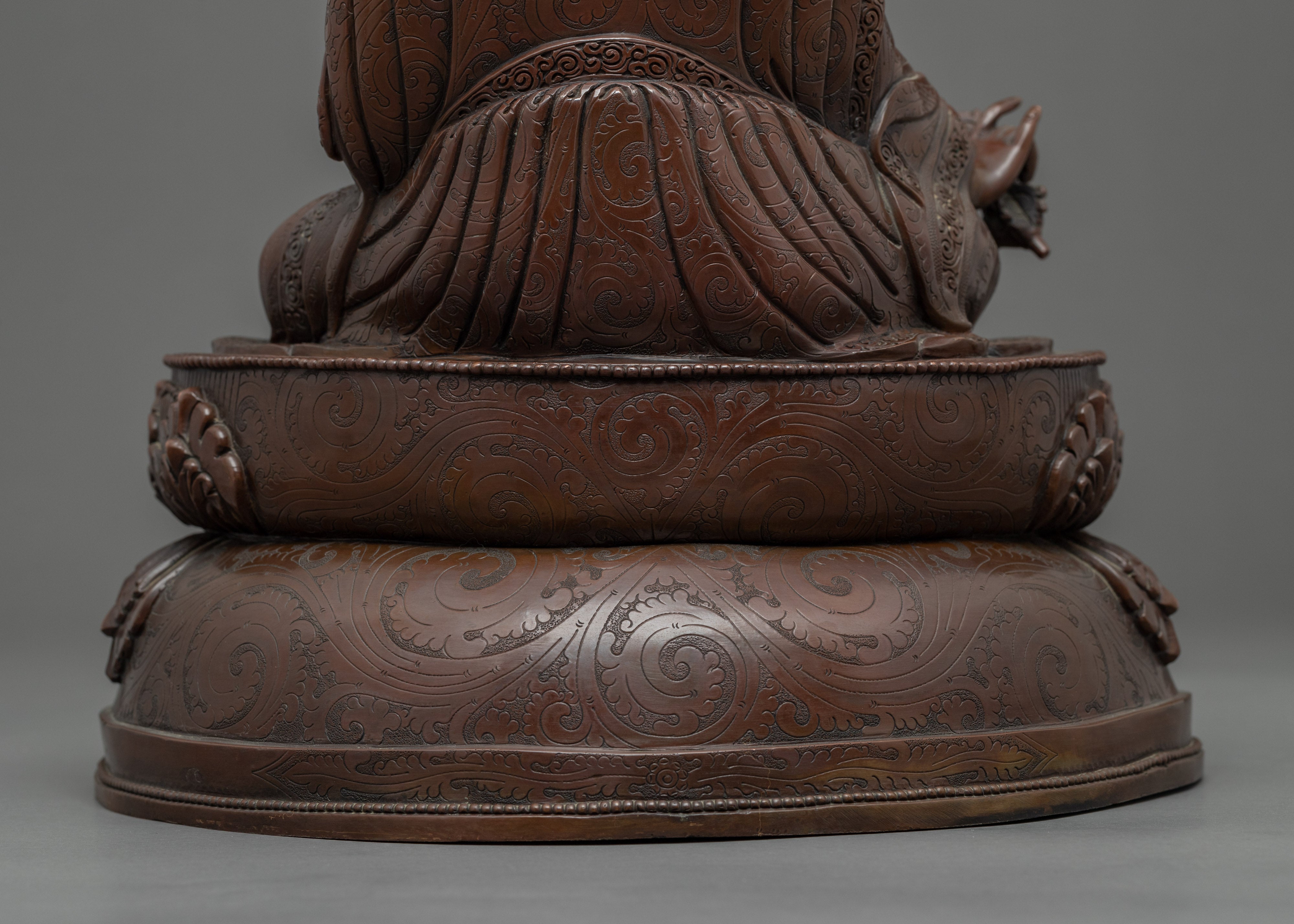 Tibetan Guru Rinpoche | Hand-Carved Buddhist Deity Sculpture
