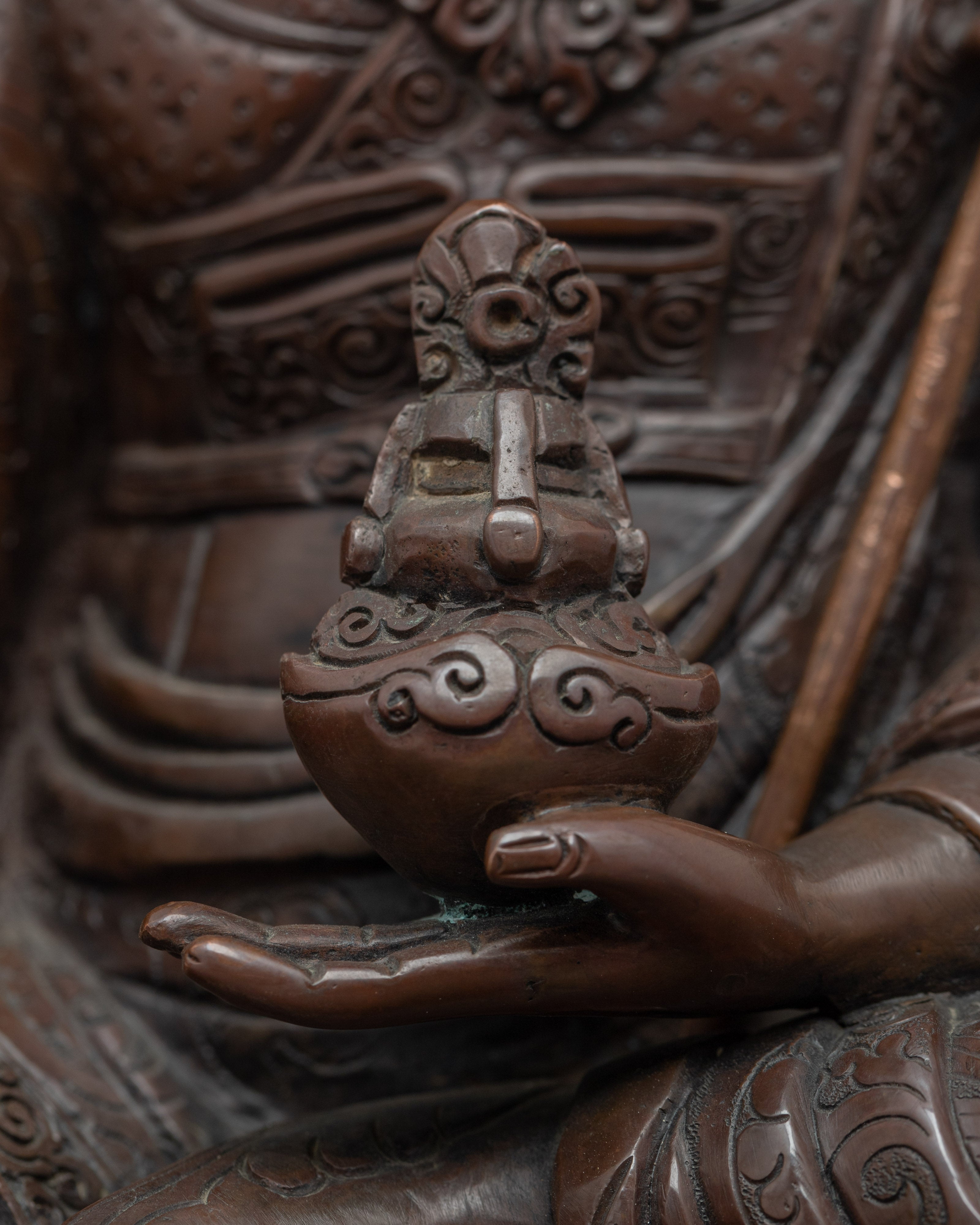 Tibetan Guru Rinpoche | Hand-Carved Buddhist Deity Sculpture