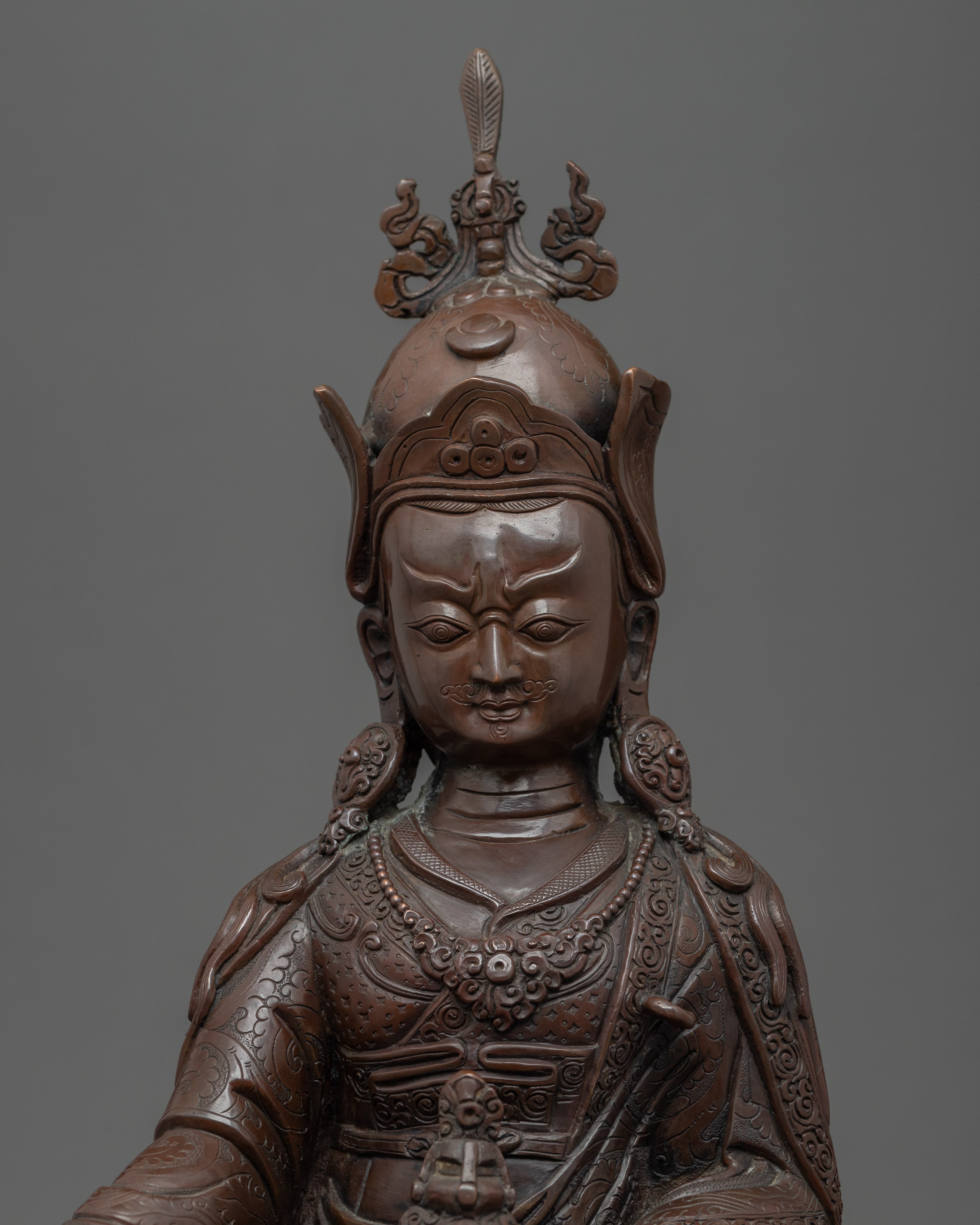 Tibetan Guru Rinpoche | Hand-Carved Buddhist Deity Sculpture