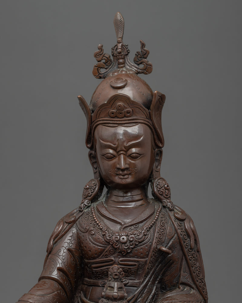 Tibetan Guru Rinpoche | Hand-Carved Buddhist Deity Sculpture