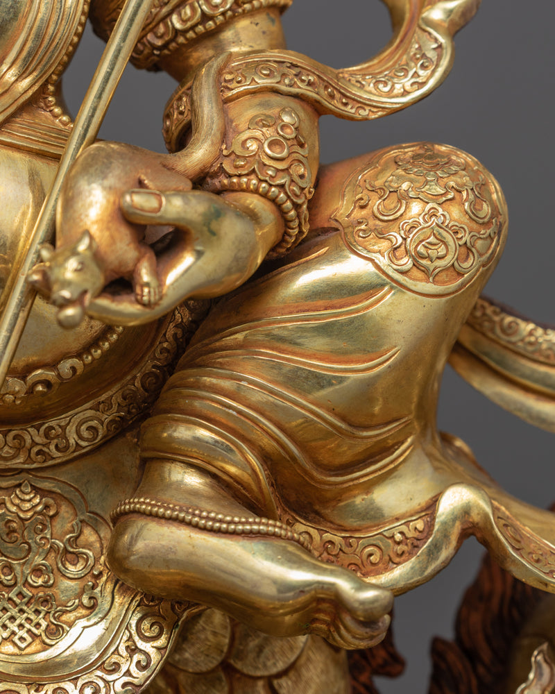 White Dzambhala Statue | 24K Gold Plated Tibetan Artcraft