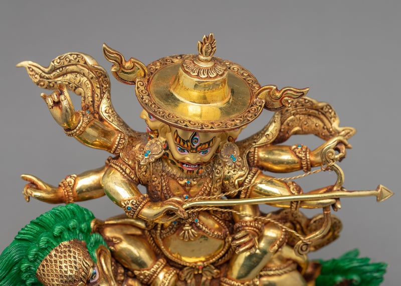 Pehar Gyalpo Statue | The Kind of Worldly Protector | Gold Gilded Statue