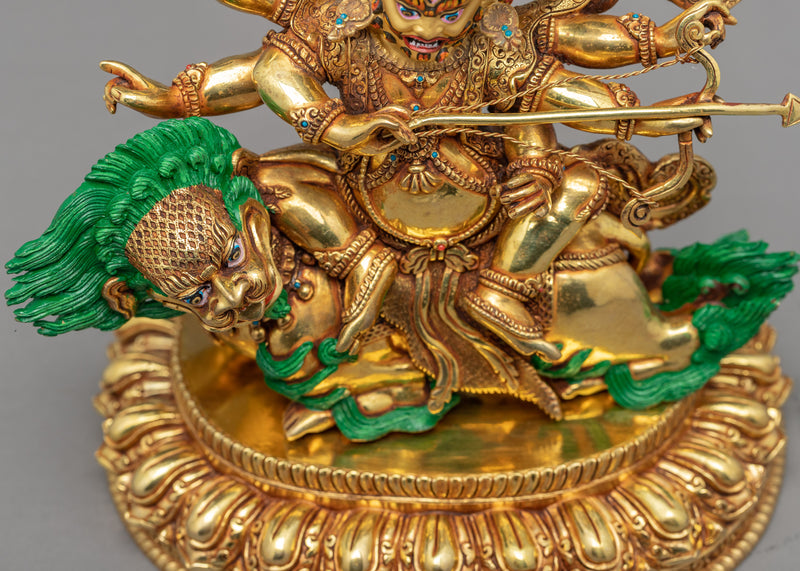 Pehar Gyalpo Statue | The Kind of Worldly Protector | Gold Gilded Statue